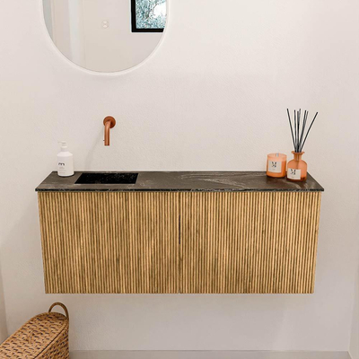 Mondiaz JOYA-DLUX 100cm toiletmeubel - kleur Oak - Wastafel FAYE positie Links Zonder kraangat kleur Lava.