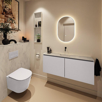 MONDIAZ TURE-DLUX Meuble toilette - 120cm - Cale - EDEN - vasque Opalo - position centrale - sans trou de robinet