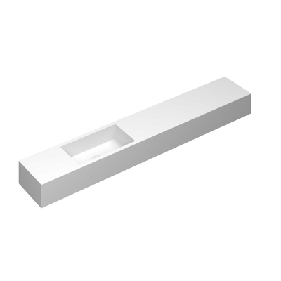 INK Nice Time Plateau de lavabo - 120x20x10cm - bassin à gauche - 0 trous de robinet - cuve rectangulaire - polystone blanc mat
