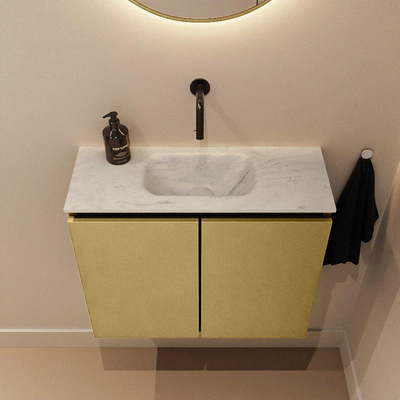 MONDIAZ TURE-DLUX Meuble toilette - 60cm - Oro - EDEN - vasque Opalo - position centrale - sans trou de robinet