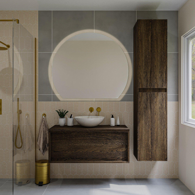 Saniclass Holz Pure Hoge kast - 180x38x38cm - 2 deuren - Eiken charcoal