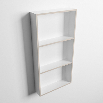 Mondiaz Easy nis 29.5x59.5x8cm voor Inbouw/opbouw 3 open vakken Solid surface Talc/Linen
