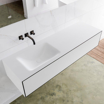 Mondiaz Lagom Meuble avec 1 tiroir 150x30x45cm vasque Cloud gauche sans trous de robinet Solid Surface Urban