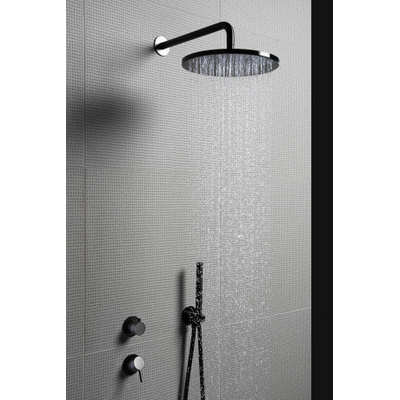 Hotbath Ace Ensemble de douchette - douchette barre - support mural avec sortie - 150cm - flexible de douche - Noir poli PVD