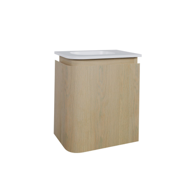 Thebalux Epoch Toiletmeubel - 36x35x41cm - ronding links - hoek rechts - 1 deur - Corian wastafel - zonder kraangat - Blanc