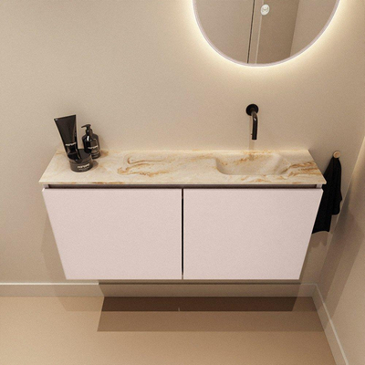 MONDIAZ TURE-DLUX 100cm toiletmeubel Rosee. EDEN wastafel Frappe positie rechts. Zonder kraangat.