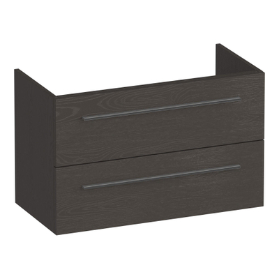 BRAUER Trust wastafelonderkast ondiep 80 excl. opbouwgrepen 2 softclose lades en 1 sifon uitsparing - Timber Anthracite