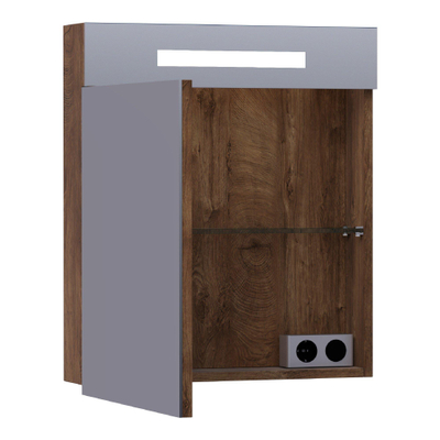BRAUER Promise spiegelkast – 59x70x15 cm – directe LED – linksdraaiend – Forest Cacao