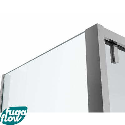 Cabine de douche FugaFlow Efficiente Vetro 160x100cm avec porte coulissante en verre de sécurité 8mm avec anti-calcaire argent poli -