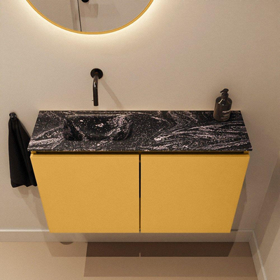 MONDIAZ TURE-DLUX 80cm toiletmeubel Ocher. EDEN wastafel Lava positie links. Zonder kraangat.
