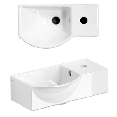 Clou InBe Lave-mains - 41x22.5x11cm - avec trou de robinet - céramique - blanc
