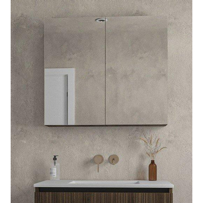 Saniclass Holz Base Spiegelkast - 80x70cm - donker eiken SHOWROOMMODEL