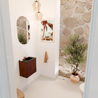 Mondiaz JOYA 40cm toiletmeubel - kleur Ruby - Wastafel FAYE positie Rechts 1 kraangat kleur Urban.