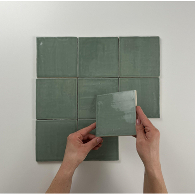 ÉCHANTILLON Terravito Viondo Carrelage murale - 13x13cm - 10mm - Carré - Jade Brillant
