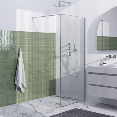 BRAUER Season Inloopdouche helder glas met frame 90x200cm - geborsteld RVS