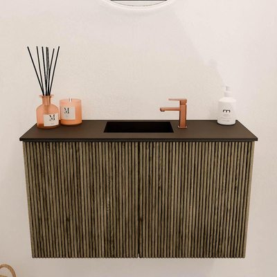 Mondiaz JOYA 70cm meuble de salle de bains - couleur Dusk - Vasque FAYE position Milieu 1 trou de robinet couleur Urban.