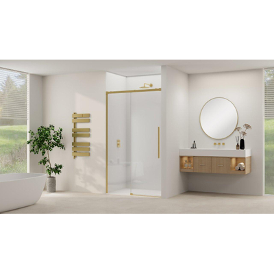 Van Rijn Products ST09 Schuifdeur vast deel - 177.5x200cm - helder glas - soft-close - incl. Messing Geborsteld