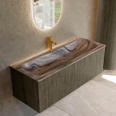 MONDIAZ KURVE-DLUX 120cm badmeubel kleur Shadow met 1 lade en 0 deuren. Wastafel BIG LARGE Midden 1 kraangat Sombra.