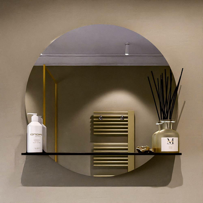 Mondiaz SPOT spiegel – Ø70 cm – met planchet – Urban (zwart)
