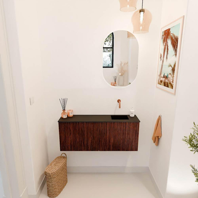 Mondiaz JOYA 100cm toiletmeubel - kleur Ruby - Wastafel FAYE positie Rechts Zonder kraangat kleur Urban.