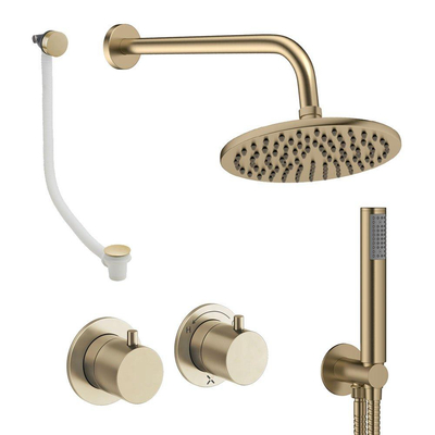 Crosswater MPRO Module inbouw regendoucheset – Ø20 cm hoofddouche – vaste douchehouder – badafvoer – messing geborsteld