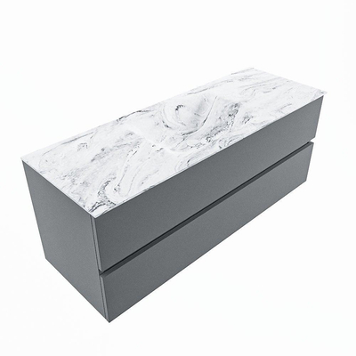 MONDIAZ VICA-DLUX Ensemble meuble de salle de bains - 130cm - meuble bas plata - 2 tiroirs - lavabo encastré cloud central - sans trous de robinet - version haute 60cm - glace