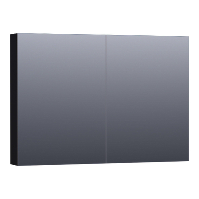 Saniclass Plain spiegelkast 100x70x15cm met 2 links- en rechtsdraaiende spiegeldeuren MDF mat Zwart