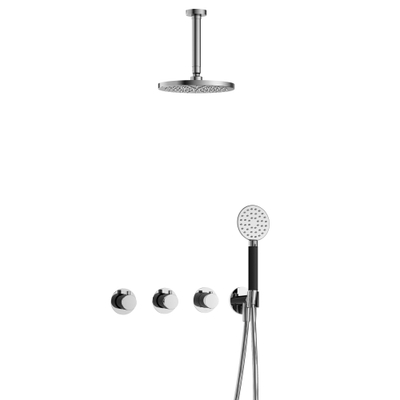 Hotbath Cobber IBS70 Regendoucheset - inbouw - 15cm plafondarm - 20cm ronde hoofddouche - 3 standen handdouche - hoogglans chroom