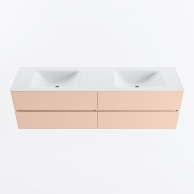 MONDIAZ Vica Badkamermeubelset - 170cm - onderkast rosee - 4 lades - wastafel cloud dubbel - 2 kraangaten - 60cm hoge versie - talc