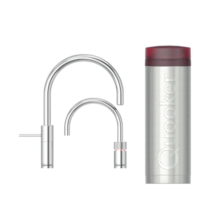 Quooker BE Nordic Round Twintaps mitigeur eau bouillante - bec orientable - réservoir PRO3 - Eau chaude / bouillante - Chrome