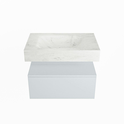 Mondiaz ALAN-DLUX Ensemble de meuble - 70cm - meuble Clay mat - 1 tiroir - Lavabo Cloud Opalo suspendu - vasque Centre - 1 trou de robinet