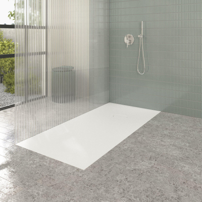Villeroy & Boch Ecora douchebak - 170x80x4.5cm - afvoer korte zijde - stone white (wit)
