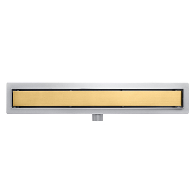 Fortifura Galeria douchegoot - 110cm - gesloten rooster - vloerflens - PVD - geborsteld messing (goud)