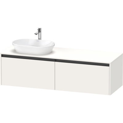 Duravit Ketho 2 meuble sous-lavabo avec plan de console inclus avec 2 tiroirs pour vasque à gauche 160x55x45.9cm avec poignées anthracite blanc super mat