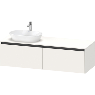 Duravit ketho 2 meuble sous lavabo avec plaque console et 2 tiroirs pour lavabo à gauche 160x55x45.9cm avec poignées blanc anthracite super mat