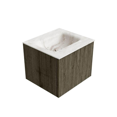 Mondiaz KURVE-DLUX Ensemble de meuble salle de bain - 50x46x40cm - 1 tiroir - lavabo en solid surface - milieu - 1 trou de robinet - Shadow