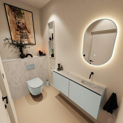 MONDIAZ TURE-DLUX Meuble toilette - 120cm - Greey - EDEN - vasque Opalo - position droite - sans trou de robinet