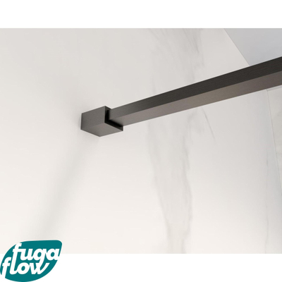 FugaFlow Eccelente Vetro douche à l'italienne salle de bain tige de stabilisation prolongée 200cm détachée incl. matériel de fixation - gunmetal