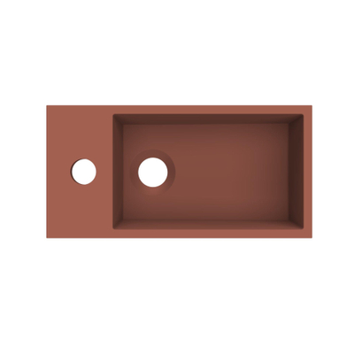 Arcqua Flair fontein - 36x18x9cm - cast marble - 1 kraangat - links - mat terracotta