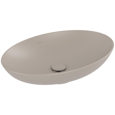 Villeroy & Boch Loop & Friends opzetwastafel - 62x42cm - zonder kraangat - met overloop CeramicPlus - mat almond (beige)
