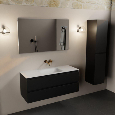 Mondiaz AIVY Ensemble de meuble - 120x45x50cm - 0 trous de robinet - 1 vasque Urban Solid surface - Centre - 2 tiroirs - avec miroir - MDF Urban