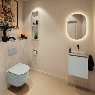 MONDIAZ TURE-DLUX Meuble toilette - 40cm - Greey - EDEN - vasque Opalo - position droite - sans trou de robinet