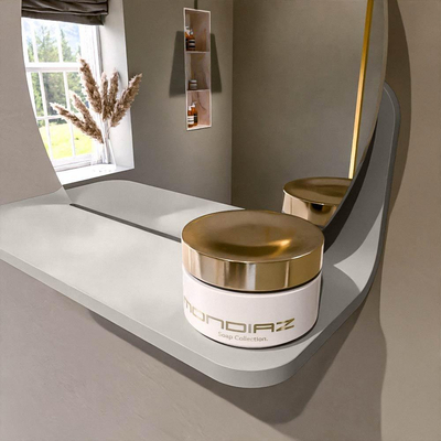 Mondiaz SPOT miroir – Ø 30 cm – avec tablette – Linen (blanc cassé)