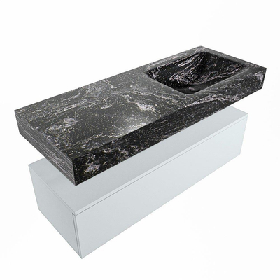 Mondiaz ALAN-DLUX Ensemble de meuble - 120cm - meuble Clay mat - 1 tiroir - Lavabo Cloud Lava suspendu - vasque Droite - 0 trous de robinet