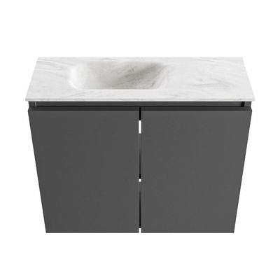 MONDIAZ TURE-DLUX 60cm toiletmeubel Dark Grey. EDEN wastafel Ostra positie links. Met 1 kraangat.