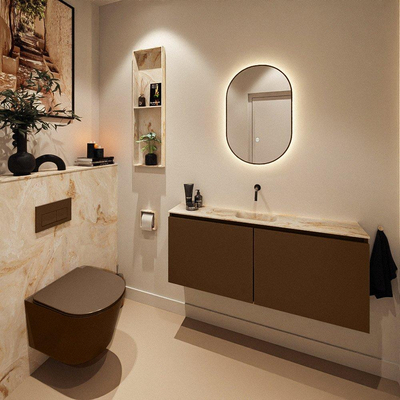 MONDIAZ TURE-DLUX Meuble toilette - 120cm - Rust - EDEN - vasque Frappe - position centrale - sans trou de robinet