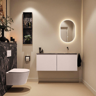 MONDIAZ TURE-DLUX Meuble WC 120 cm Rosee. Lavabo EDEN Lava position droite. Sans trou de robinet.