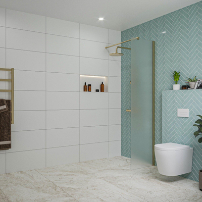 Fortifura Galeria Douche à l'italienne - 50x200cm - verre satiné - Laiton brossé