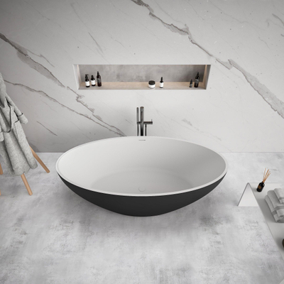 Ideavit Solidellipse Baignoire autoportante - 180x88x55cm - Solid surface - Ovale - Noir mat