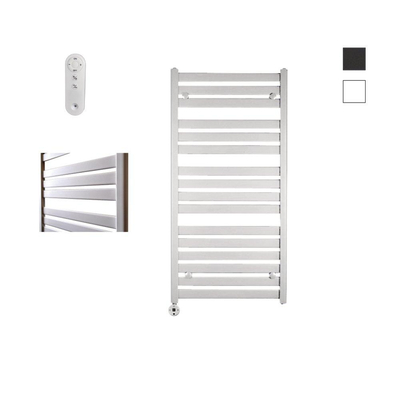 Sanicare HVS - Moda Elektrische Radiator - 120x60cm - 876W - met afstandsbediening - thermostaat - wit - linksonder - mat wit